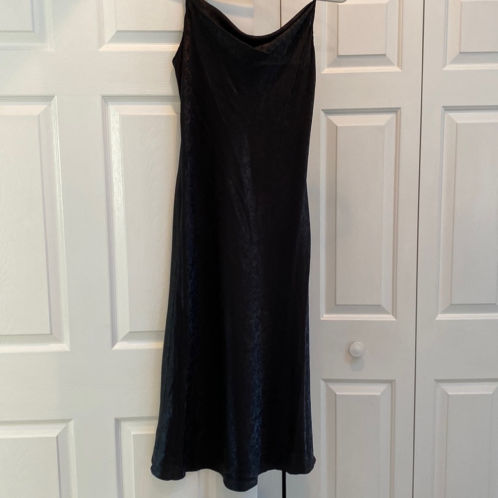 Cowl neck satin midi dress